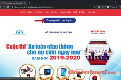 Hướng dẫn thi trực tuyến An toàn giao thông cho nụ cười ngày mai, năm học 2019-2020